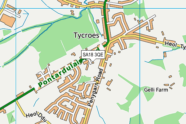 SA18 3QE map - OS VectorMap District (Ordnance Survey)