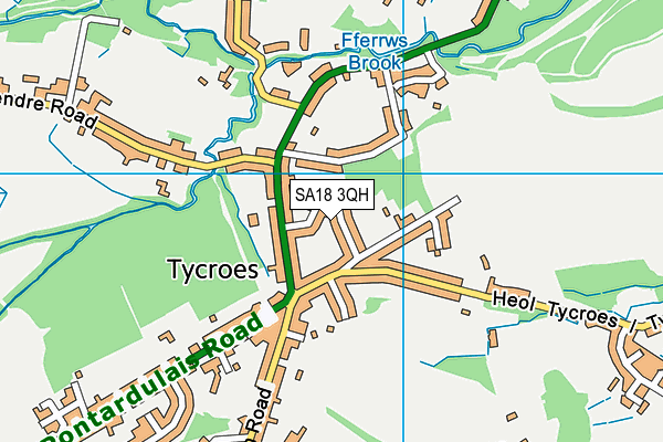 SA18 3QH map - OS VectorMap District (Ordnance Survey)