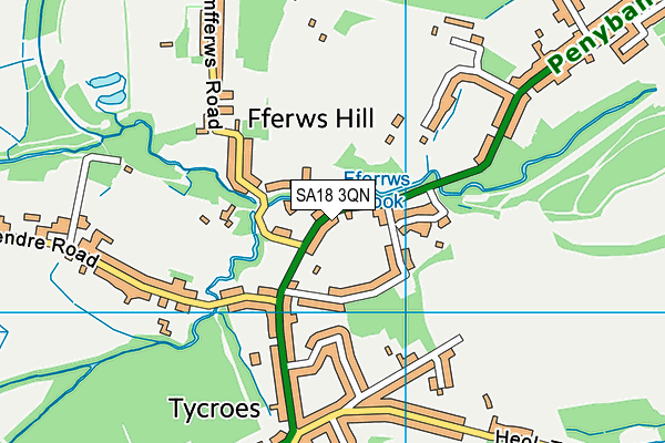 SA18 3QN map - OS VectorMap District (Ordnance Survey)