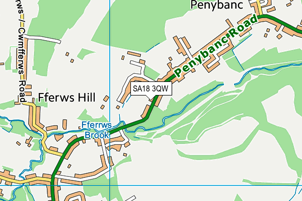 SA18 3QW map - OS VectorMap District (Ordnance Survey)