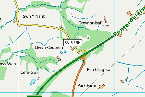 SA18 3RH map - OS VectorMap District (Ordnance Survey)