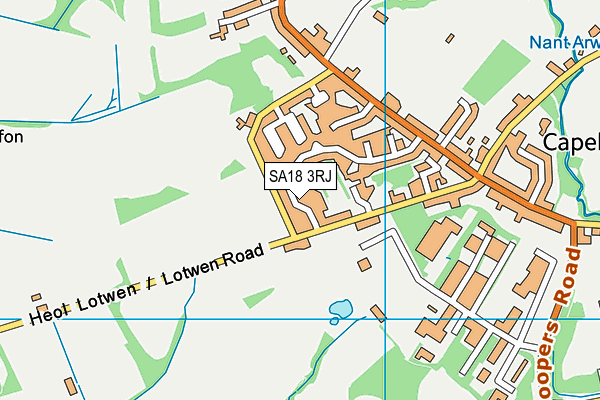 SA18 3RJ map - OS VectorMap District (Ordnance Survey)