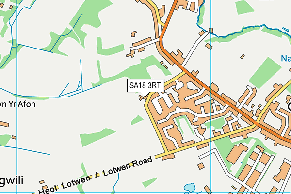 SA18 3RT map - OS VectorMap District (Ordnance Survey)