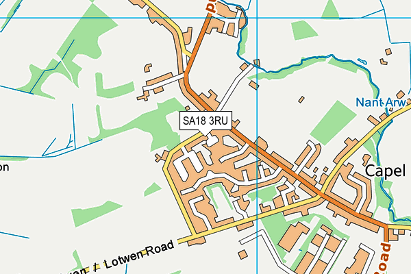 SA18 3RU map - OS VectorMap District (Ordnance Survey)