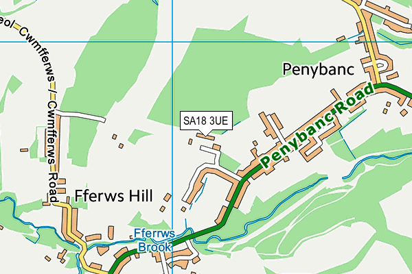 SA18 3UE map - OS VectorMap District (Ordnance Survey)