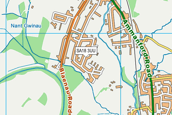 SA18 3UU map - OS VectorMap District (Ordnance Survey)