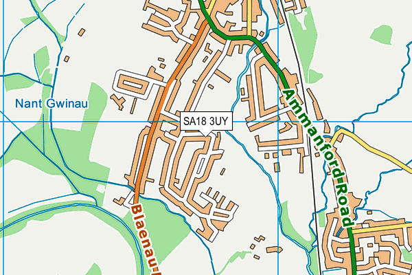 SA18 3UY map - OS VectorMap District (Ordnance Survey)