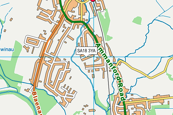 SA18 3YA map - OS VectorMap District (Ordnance Survey)