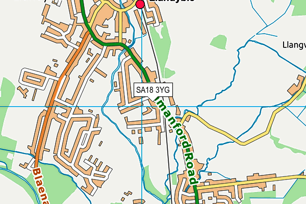 SA18 3YG map - OS VectorMap District (Ordnance Survey)