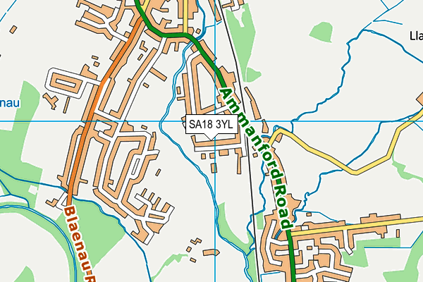 SA18 3YL map - OS VectorMap District (Ordnance Survey)