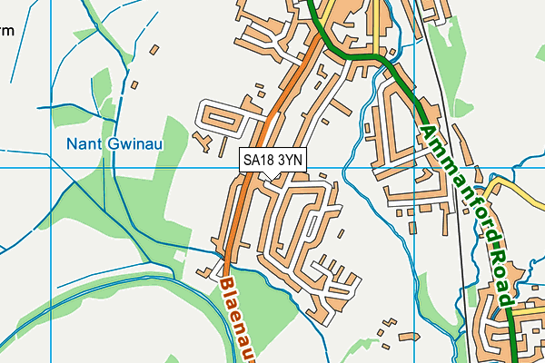 SA18 3YN map - OS VectorMap District (Ordnance Survey)