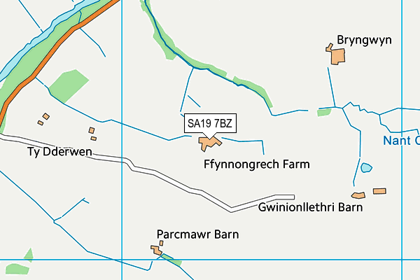 SA19 7BZ map - OS VectorMap District (Ordnance Survey)