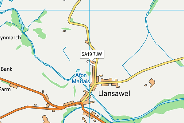 SA19 7JW map - OS VectorMap District (Ordnance Survey)