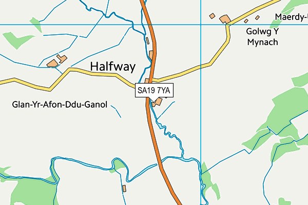 SA19 7YA map - OS VectorMap District (Ordnance Survey)