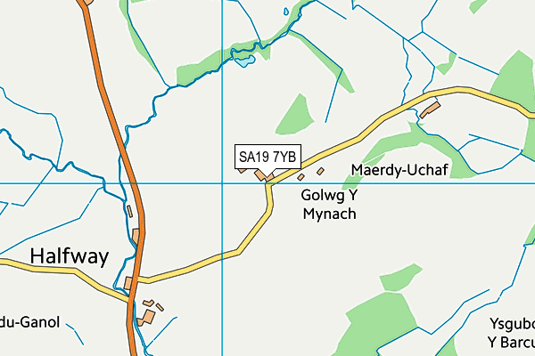 SA19 7YB map - OS VectorMap District (Ordnance Survey)