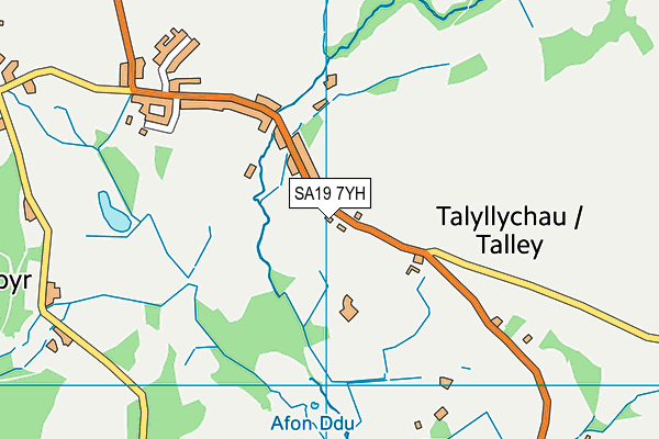 Talley School map (SA19 7YH) - OS VectorMap District (Ordnance Survey)