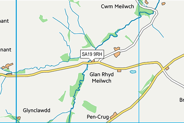 SA19 9RH map - OS VectorMap District (Ordnance Survey)