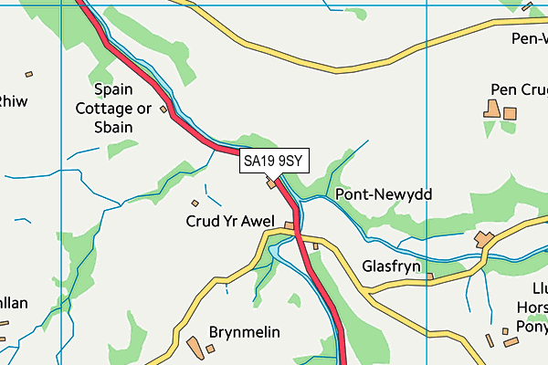 SA19 9SY map - OS VectorMap District (Ordnance Survey)