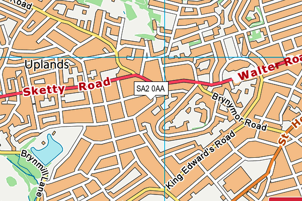 SA2 0AA map - OS VectorMap District (Ordnance Survey)