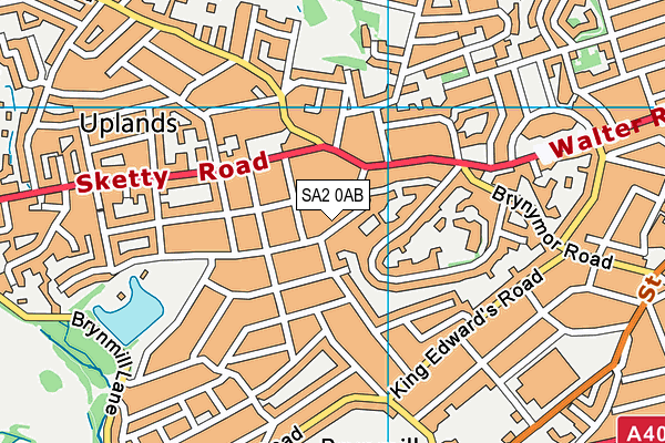 SA2 0AB map - OS VectorMap District (Ordnance Survey)