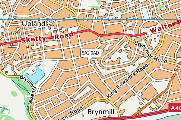 SA2 0AD map - OS VectorMap District (Ordnance Survey)