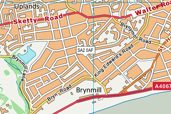 SA2 0AF map - OS VectorMap District (Ordnance Survey)