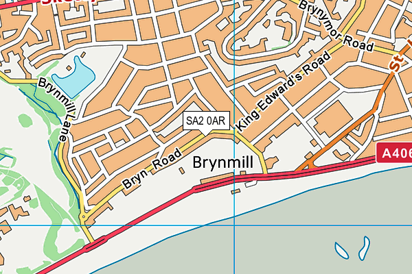 SA2 0AR map - OS VectorMap District (Ordnance Survey)