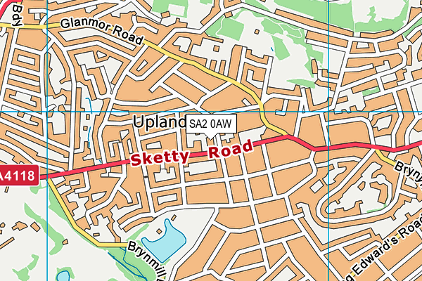 SA2 0AW map - OS VectorMap District (Ordnance Survey)