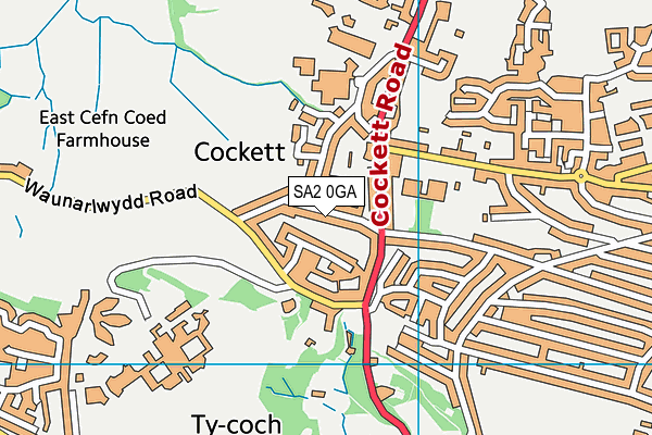 SA2 0GA map - OS VectorMap District (Ordnance Survey)