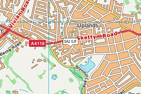 SA2 0JF map - OS VectorMap District (Ordnance Survey)