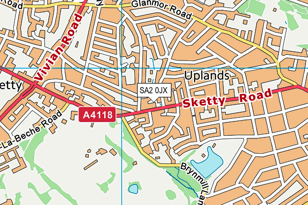 SA2 0JX map - OS VectorMap District (Ordnance Survey)