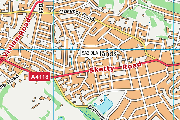 SA2 0LA map - OS VectorMap District (Ordnance Survey)