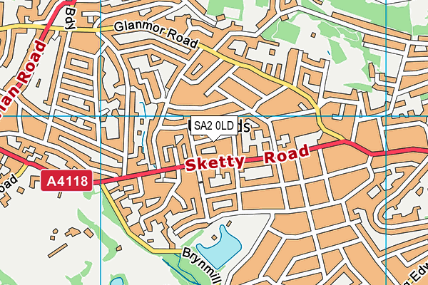 SA2 0LD map - OS VectorMap District (Ordnance Survey)