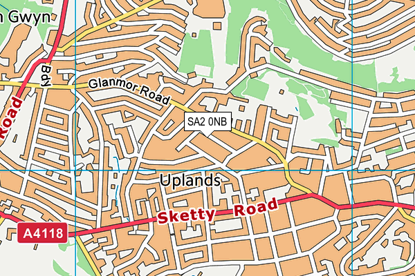 SA2 0NB map - OS VectorMap District (Ordnance Survey)