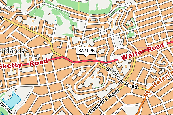 SA2 0PB map - OS VectorMap District (Ordnance Survey)