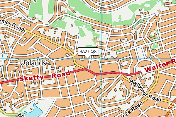SA2 0QS map - OS VectorMap District (Ordnance Survey)