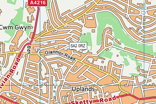 SA2 0RZ map - OS VectorMap District (Ordnance Survey)