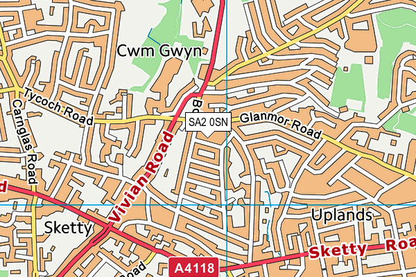 SA2 0SN map - OS VectorMap District (Ordnance Survey)