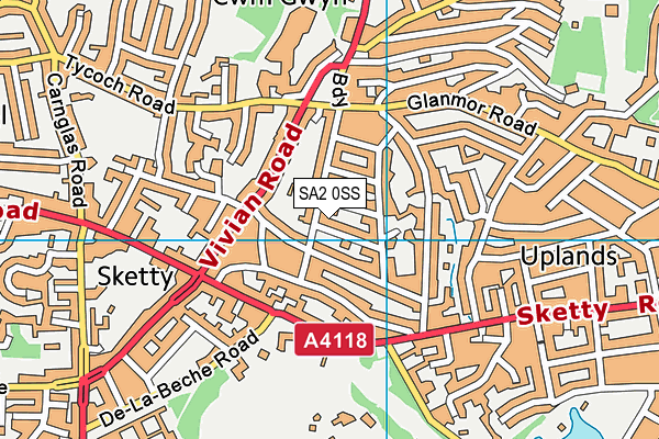 SA2 0SS map - OS VectorMap District (Ordnance Survey)