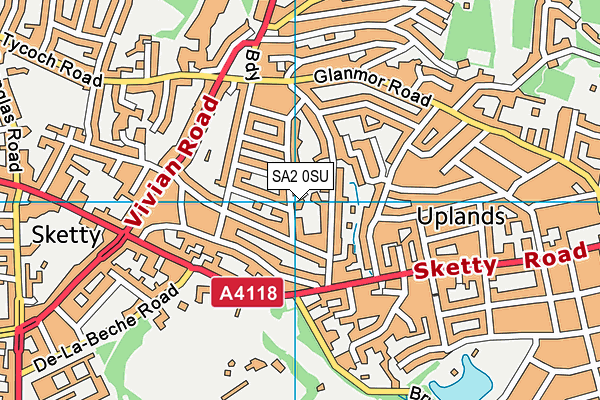 SA2 0SU map - OS VectorMap District (Ordnance Survey)