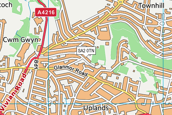 SA2 0TN map - OS VectorMap District (Ordnance Survey)