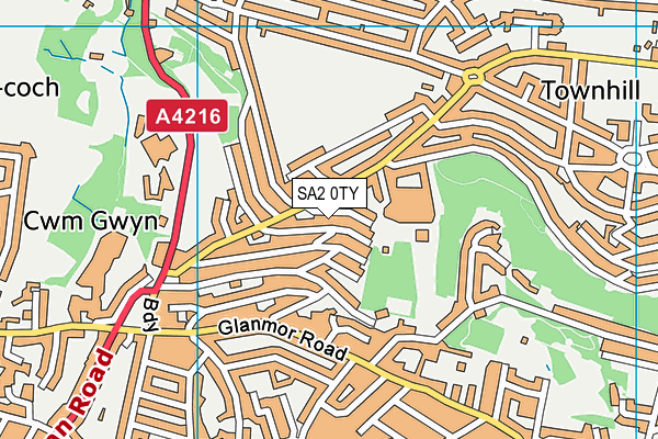 SA2 0TY map - OS VectorMap District (Ordnance Survey)