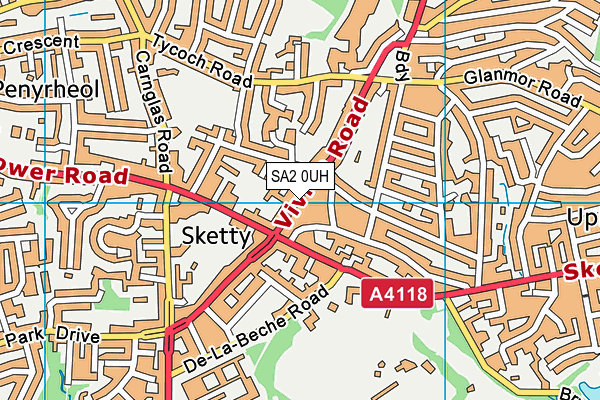 SA2 0UH map - OS VectorMap District (Ordnance Survey)