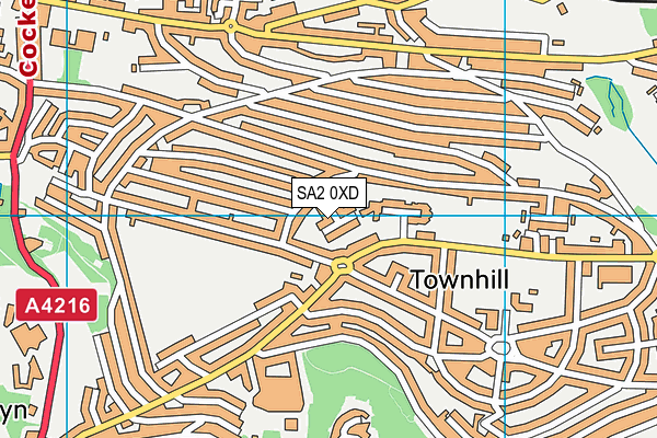 SA2 0XD map - OS VectorMap District (Ordnance Survey)