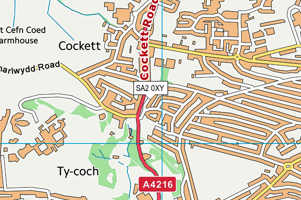 SA2 0XY map - OS VectorMap District (Ordnance Survey)