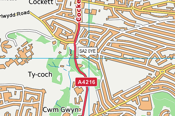 SA2 0YE map - OS VectorMap District (Ordnance Survey)