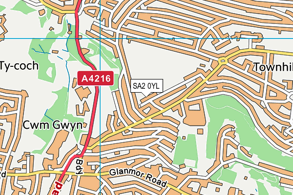 SA2 0YL map - OS VectorMap District (Ordnance Survey)