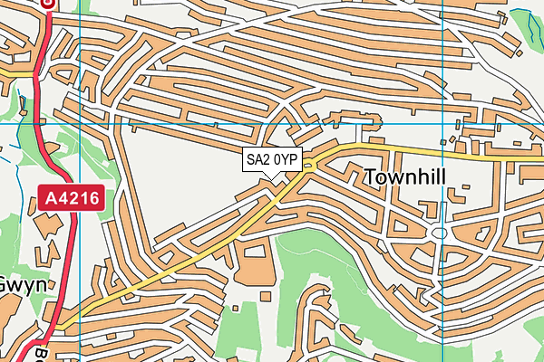 SA2 0YP map - OS VectorMap District (Ordnance Survey)