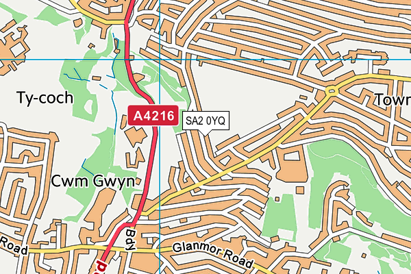 SA2 0YQ map - OS VectorMap District (Ordnance Survey)