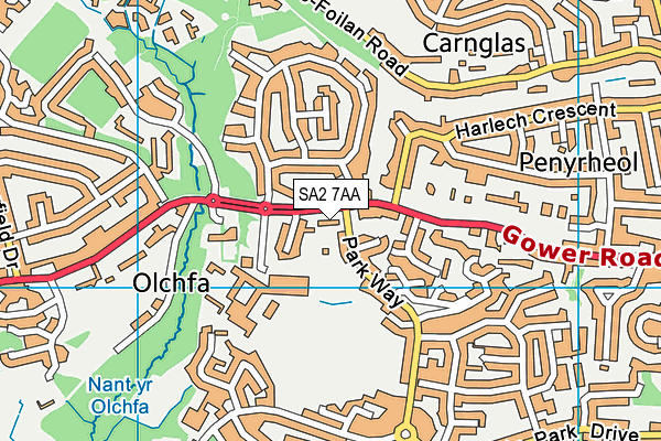 SA2 7AA map - OS VectorMap District (Ordnance Survey)